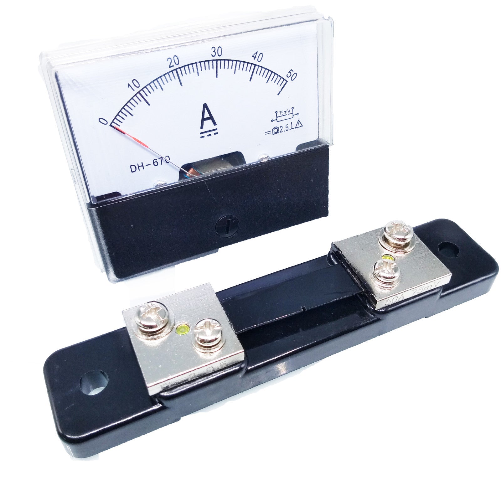AU Stock Analog Panel AMP Current Ammeter Meter Gauge DH-670 0-50A DC & Shunt