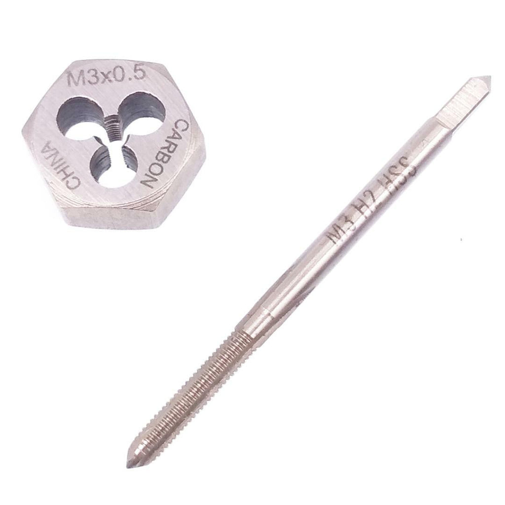 US Stock HSS M3 x 0.5mm Tap & 3 x 0.5mm Hexagon Die Metric Thread Right Hand Set
