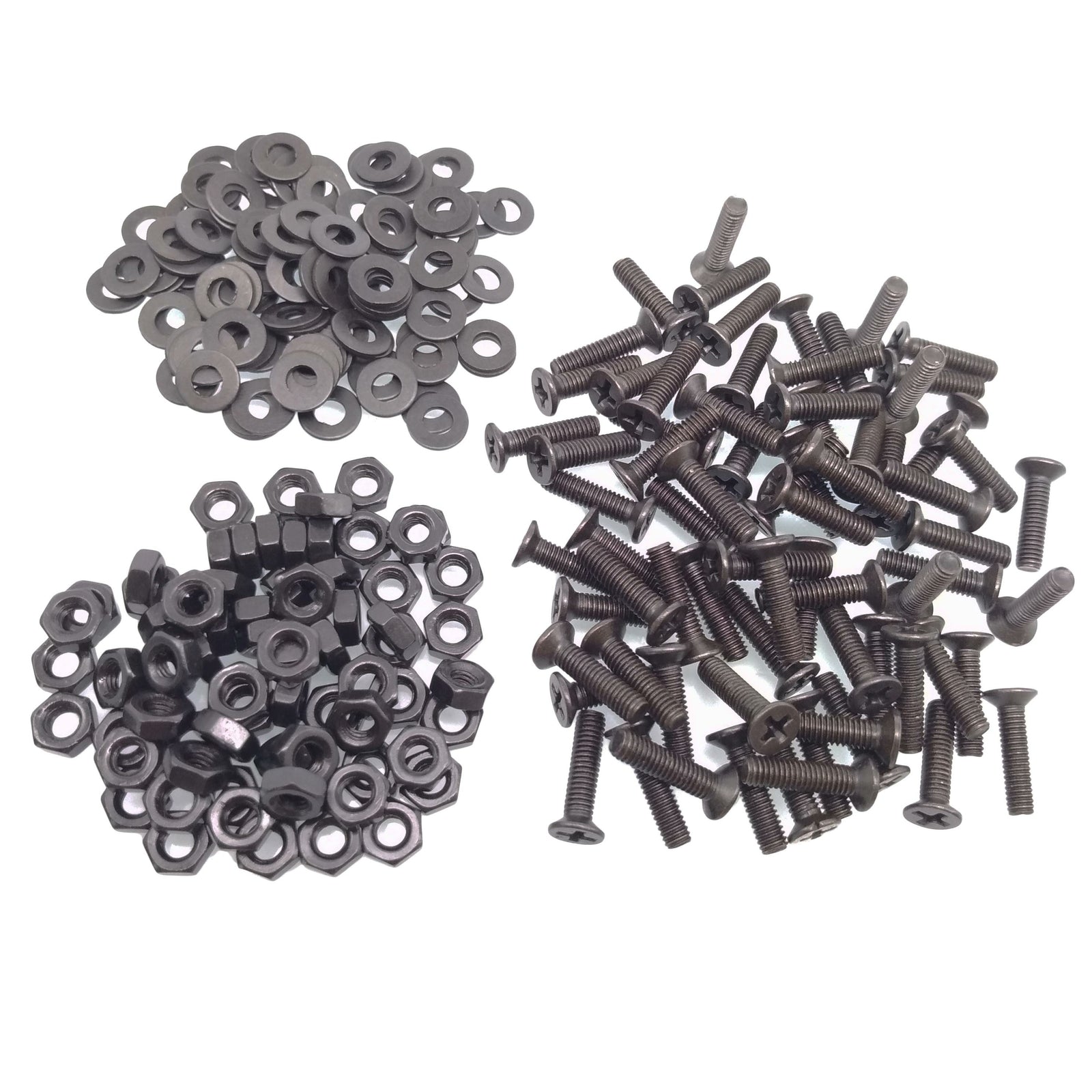 500pcs M3 x 12mm Flat Head Black Screws with Nuts Washers