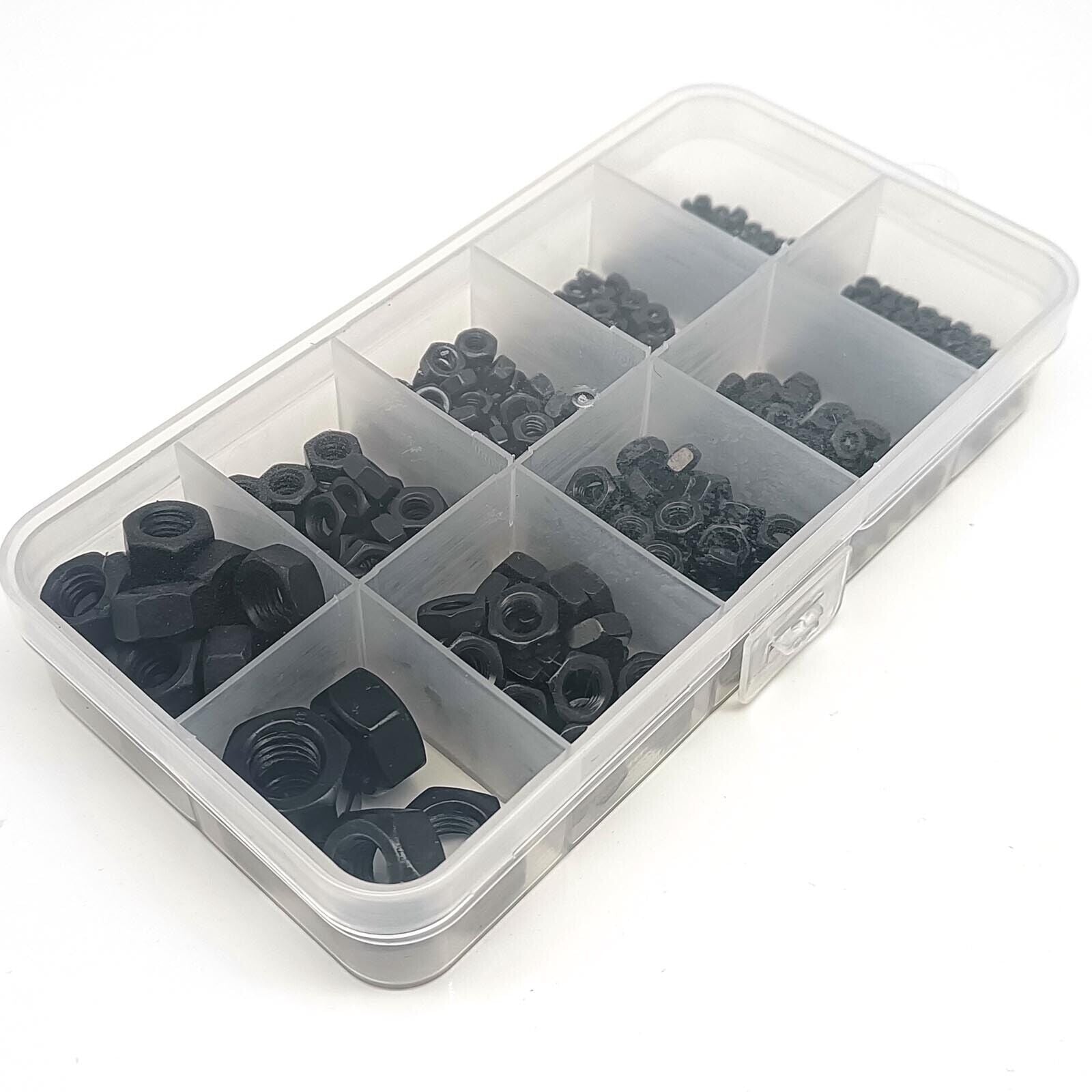 445pcs/box Mix M1.4-M8 Small Micro Hex Hexagon Nut Assortment Kit Black Steel