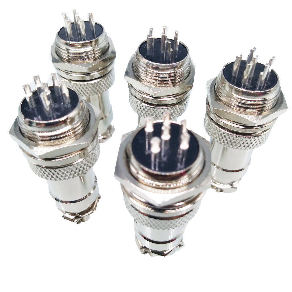 US Stock 5 Pair Aviation Plug 6 Pin Male Female Panel Wire Connector 16mm GX16-6