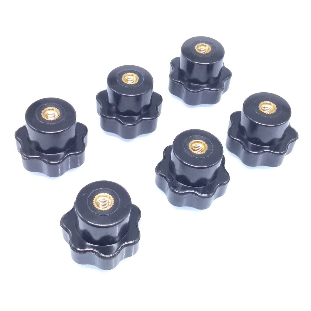 6pcs M6 x 25mm Plum Bakelite Hand Tighten Nuts Handle Star Thumb Nut