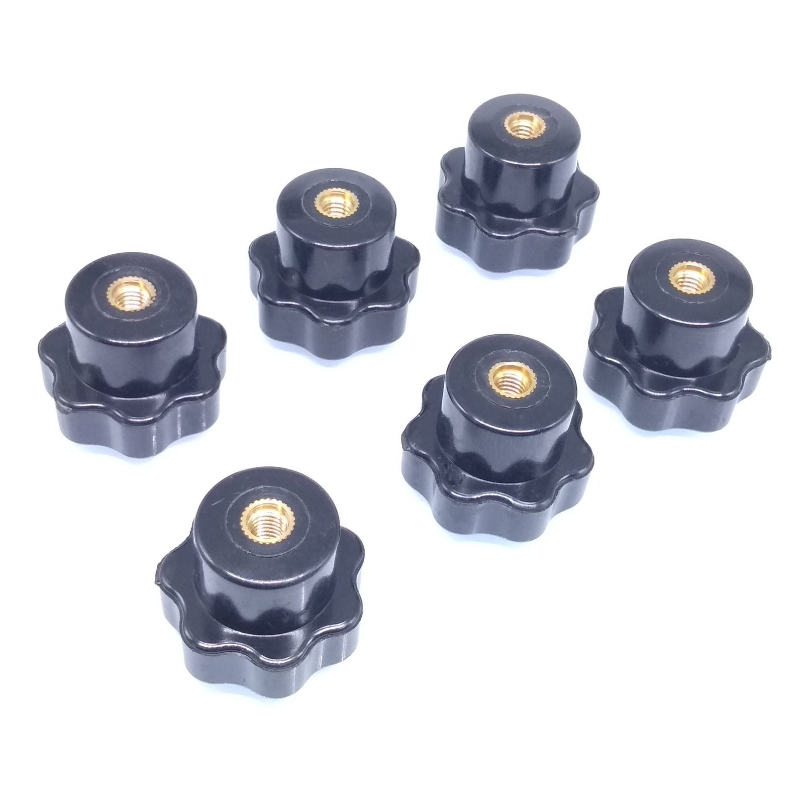 6pcs M6 x 25mm Plum Bakelite Hand Tighten Nuts Handle Star Thumb Nut