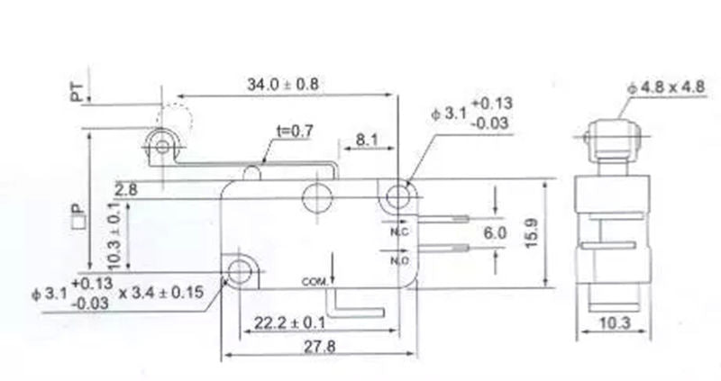 US Stock 10pcs Roller Lever Arm Micro Switches AC 250V KW7-2 HV-156-1C25