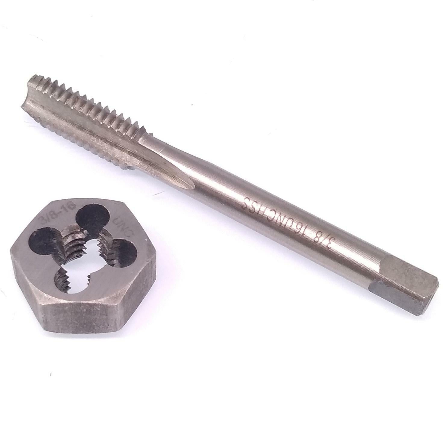 US Stock HSS 3/8-16 Tap & 3/8-16 Hexagon Die Thread Right Hand Set