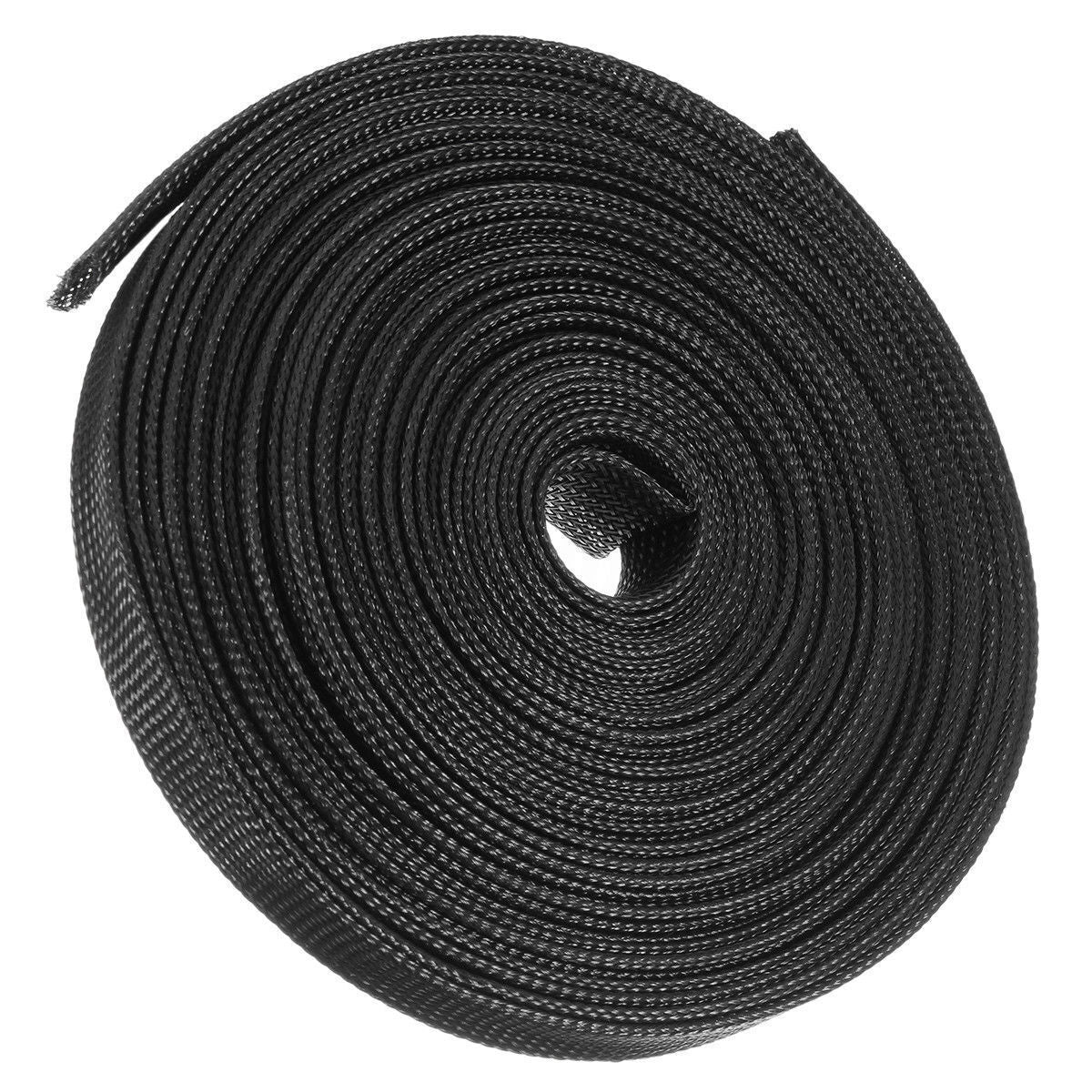 Black Braided PET Expandable Sleeve Cable Wire Sheath Mesh Loom 16mm x 1m