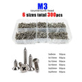 300pcs M3 304SS Phillips Flat Countersunk Head Self Tapping Wood Screw Set Kit