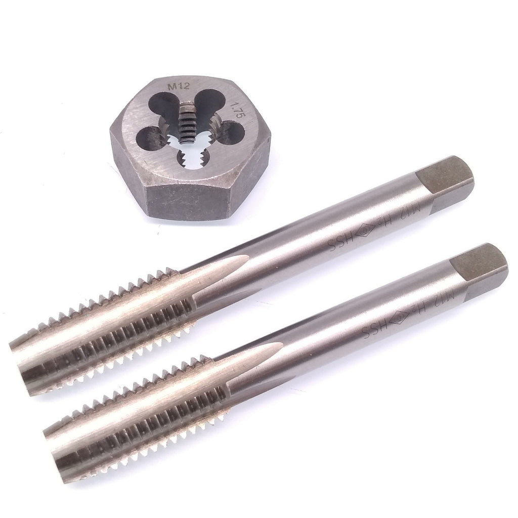 HSS M12 x 1.75mm Taper & Plug Tap & M12x1.75mm Hexagon Die Metric Right Hand Set