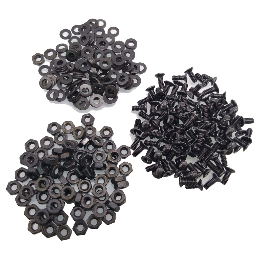 500pcs M2 x 6mm Flat Head Black Screws with Nuts Washers
