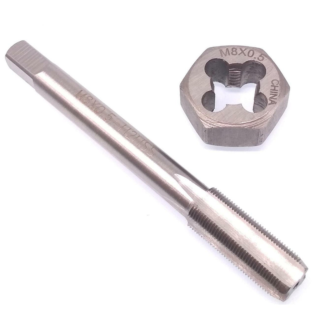 US Stock HSS M8 x 0.5mm Tap & 8 x 0.5mm Hexagon Die Metric Thread Right Hand Set