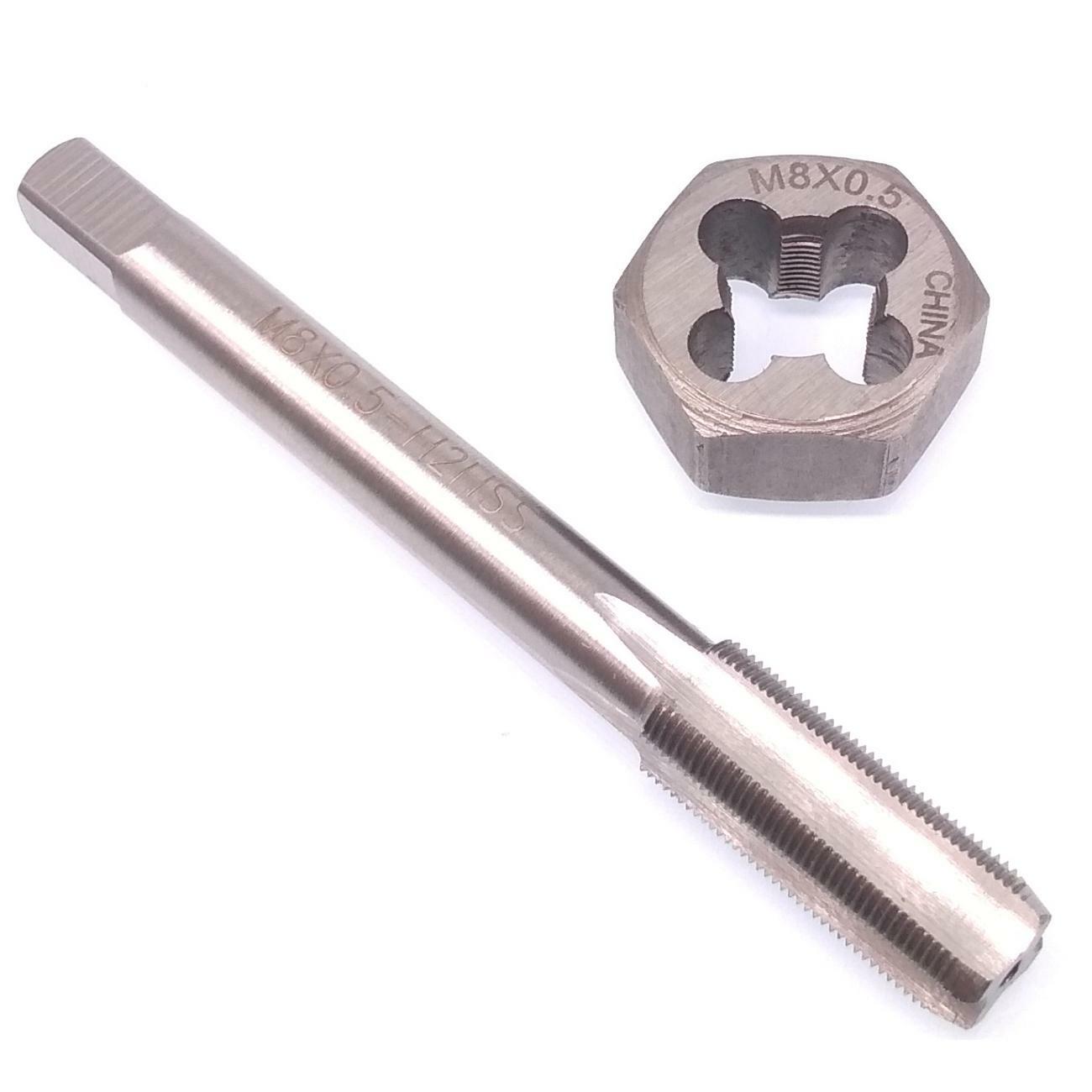 US Stock HSS M8 x 0.5mm Tap & 8 x 0.5mm Hexagon Die Metric Thread Right Hand Set