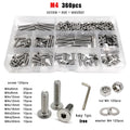 360pcs M4 Hexagon Hex Socket Ultra Thin Head Screw Bolt Set 304SS