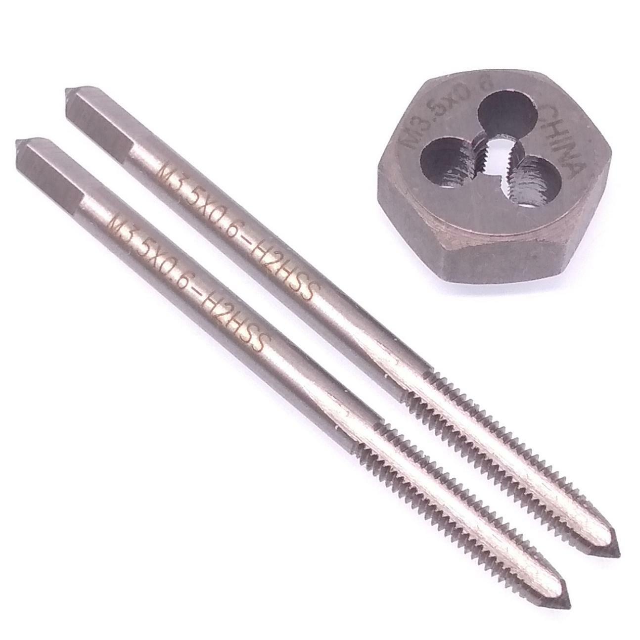 HSS M3.5 x 0.6mm Taper & Plug Tap & M3.5x0.6mm Hexagon Die Metric Right Hand Set