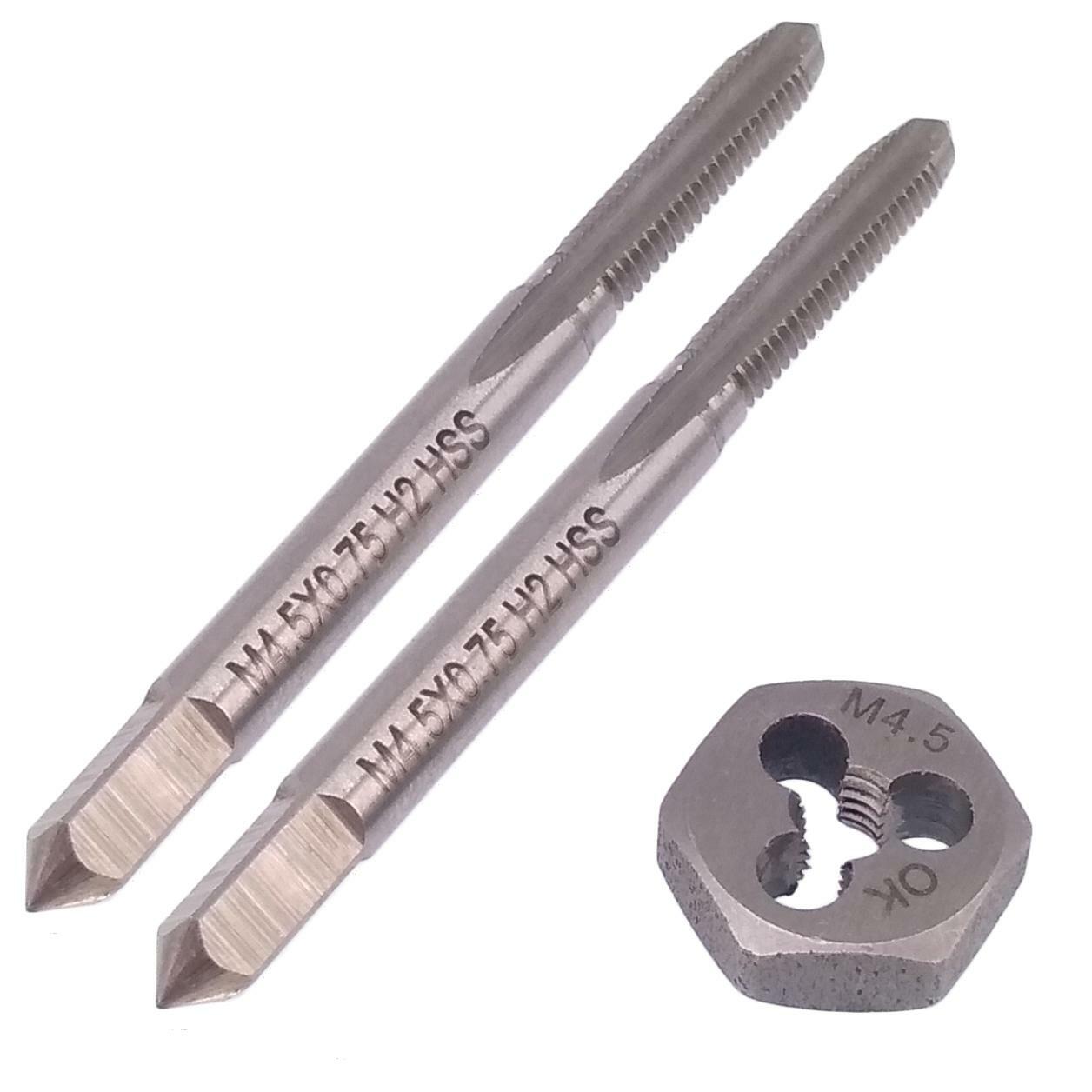 HSS M4.5x0.75mm Taper & Plug Tap & 4.5x0.75mm Hexagon Die Metric Right Hand Set