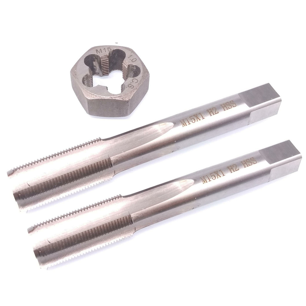 HSS M15x1mm Taper & Plug Tap & M15x1mm Hexagon Die Metric Thread Right Hand Set