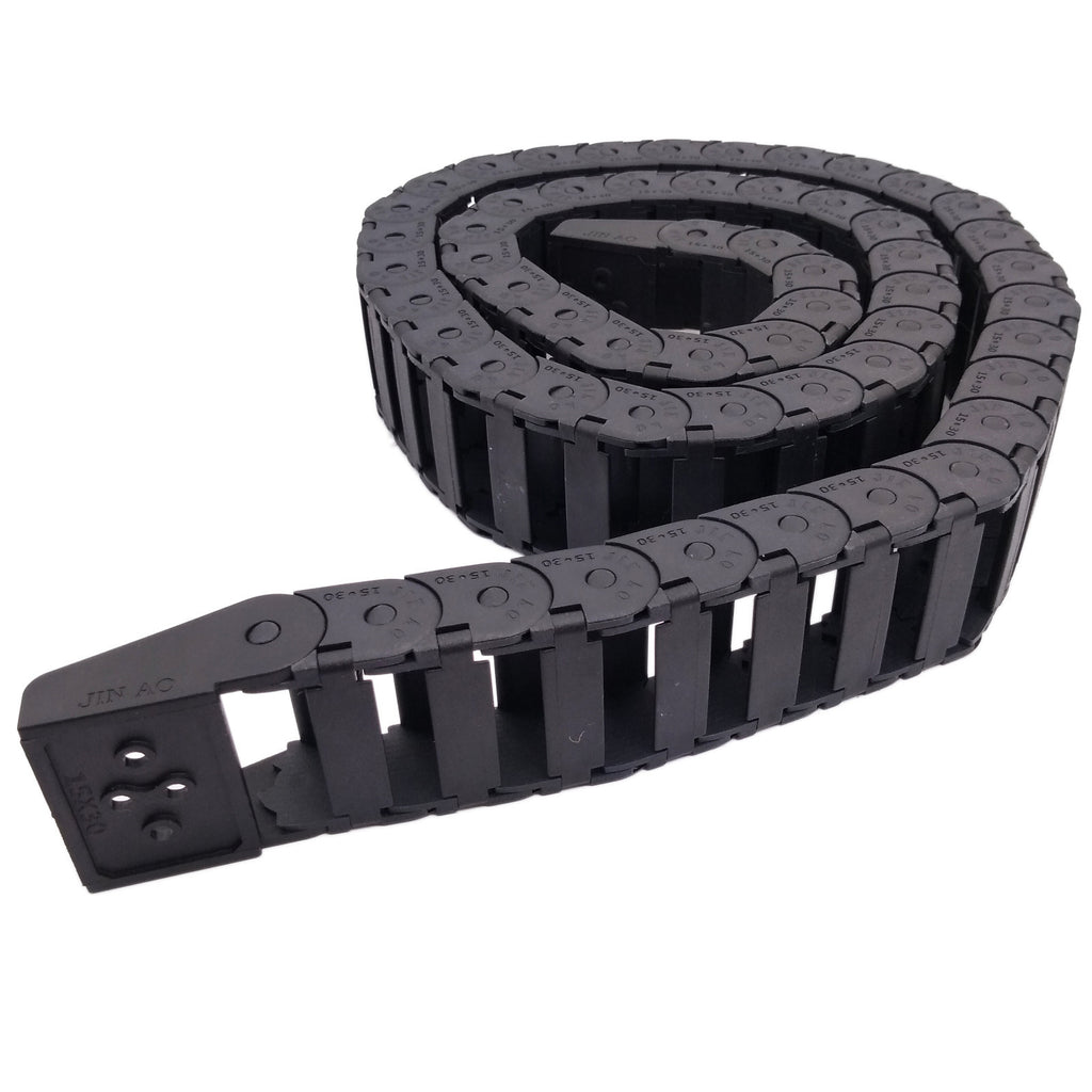 1M 1000mm Black Long Nylon Cable Drag Chain Wire Carrier 15 x 30mm