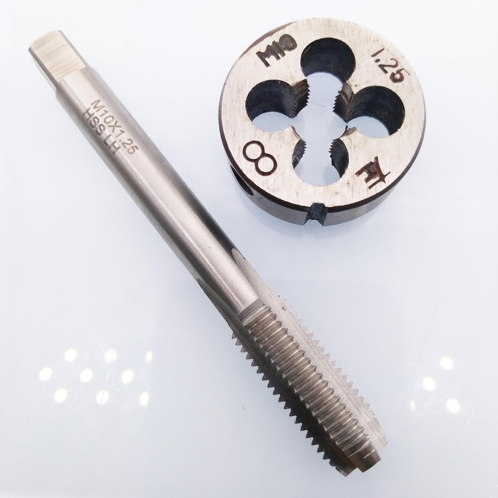HSS M10 x 1.25mm Tap & M10 x 1.25mm Die Metric Thread Left Hand