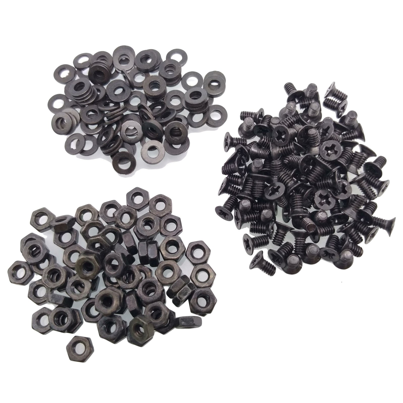 500pcs M2 x 4mm Flat Head Black Screws with Nuts Washers