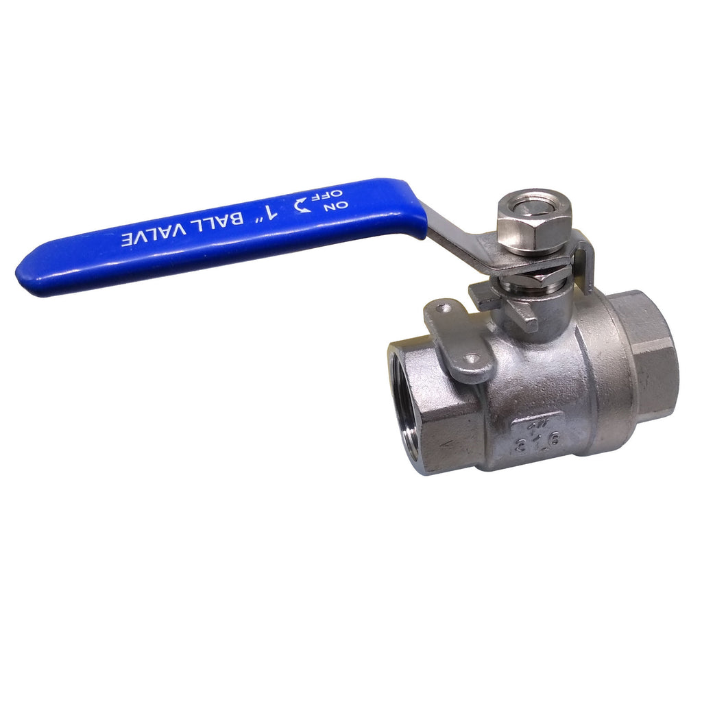 US Stock 1" NPT Female 2-Piece 304 Stainless Steel Full Port Ball Valve WOG1000