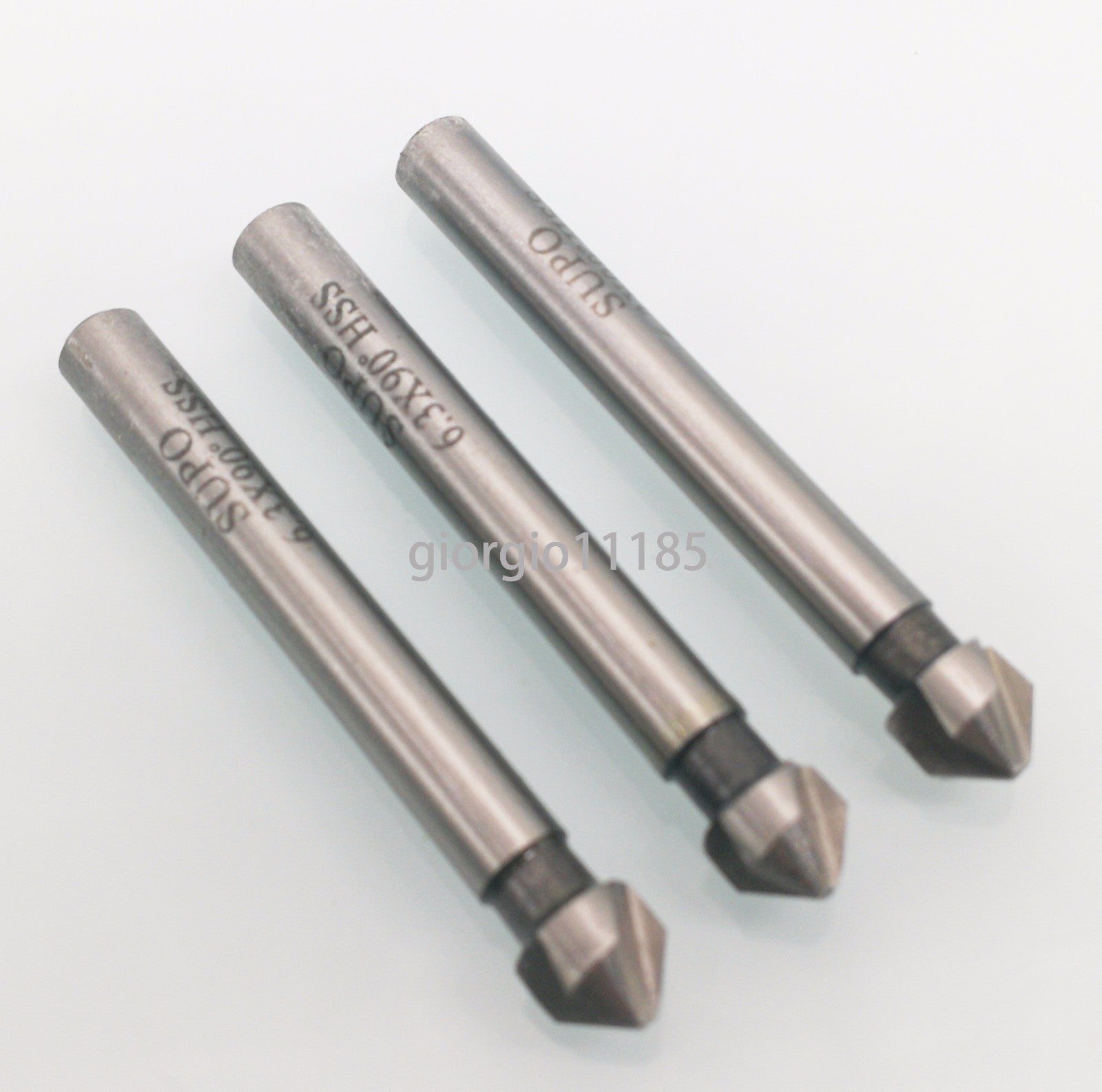 US Stock 3pcs 6.3mm 90 Degree 3 Flute HSS Chamfer Chamfering End Mill Cutter Bit
