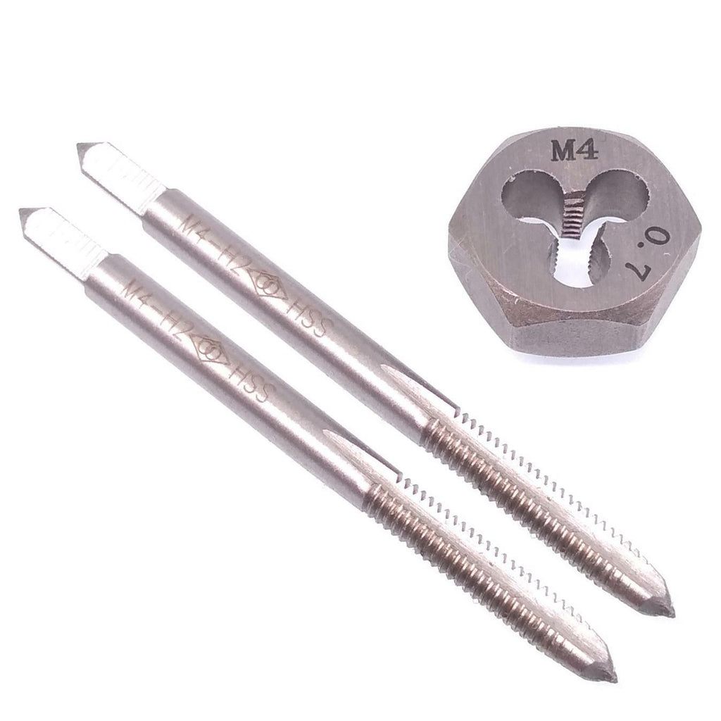 HSS M4 x 0.7mm Taper & Plug Tap & M4x0.7mm Hexagon Die Metric Thread Right Hand