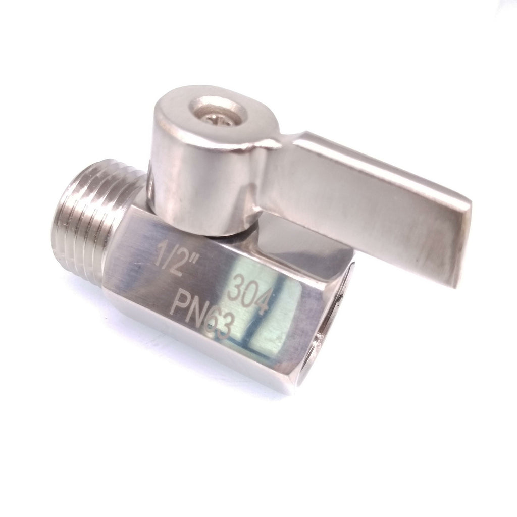 304 Stainless Steel Mini Ball Valve With Handle Female x Male NPT Thread 1/2''