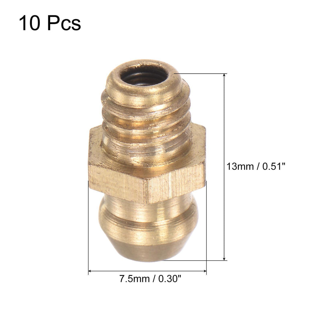 10pcs Brass Straight Lubrication Nipple M6x1mm Hydraulic Grease Accessories