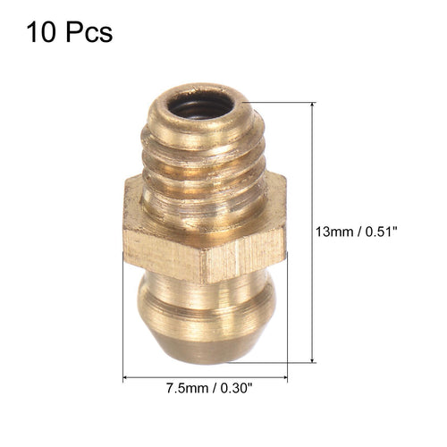 10pcs Brass Straight Lubrication Nipple M6x1mm Hydraulic Grease Accessories