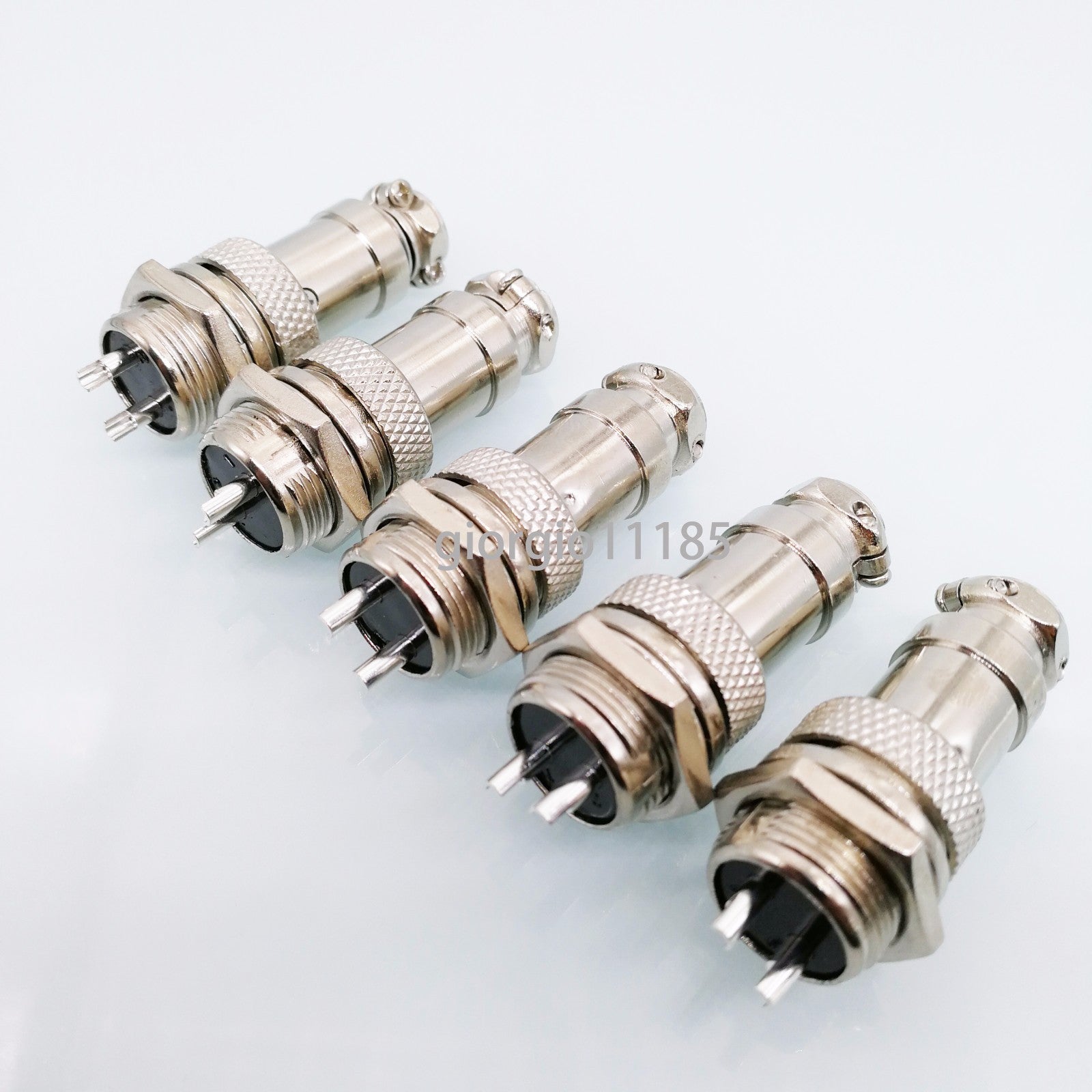 US Stock 5 Pair Aviation Plug 2Pin Female Panel Metal Wire Connector 16mm GX16-2