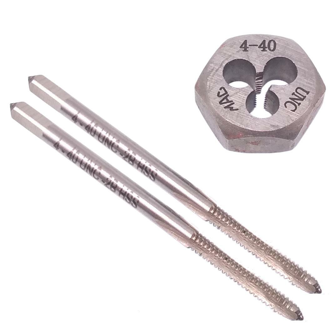 HSS 4-40 Taper & Plug Tap & 4-40 Hexagon Die Thread Right Hand Set