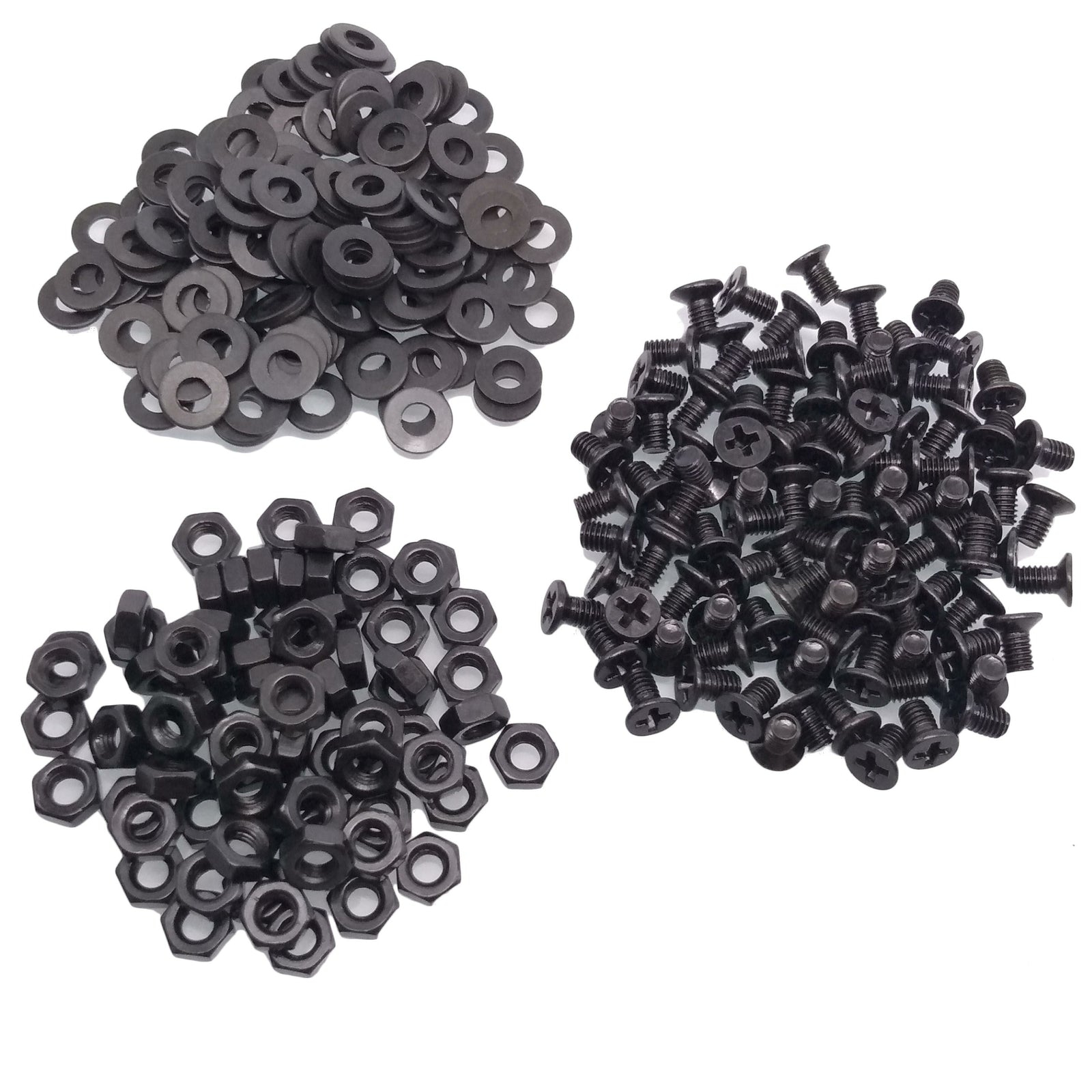 500pcs M3 x 5mm Flat Head Black Screws with Nuts Washers