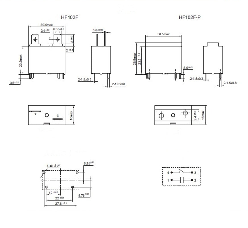 US Stock Power Relay JQX-102F-12VDC Equal to:HF102F-12VDC SPST 20A 250VAC