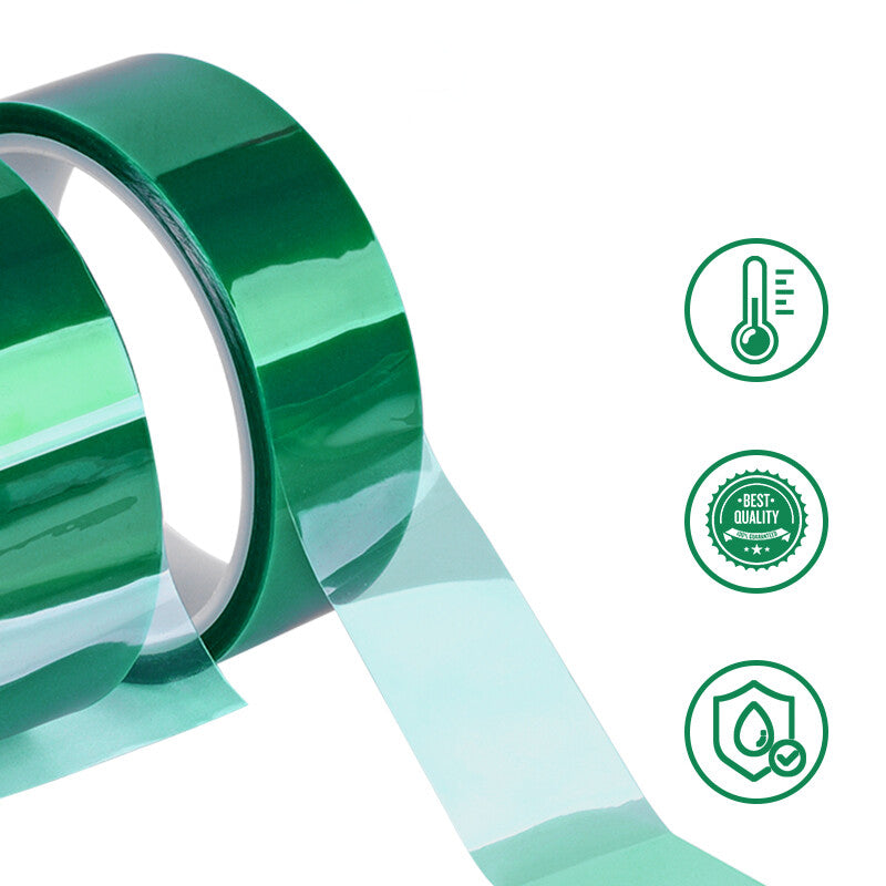 5 Roll Heat Resistant PET Green Tape High Temperature 33m(100ft)/Roll Width 30mm
