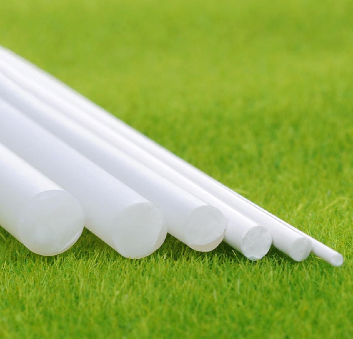 US Stock 10x ABS Styrene Plastic Round Bar Rod Dia 4mm ±10% 9.8" 250mm White