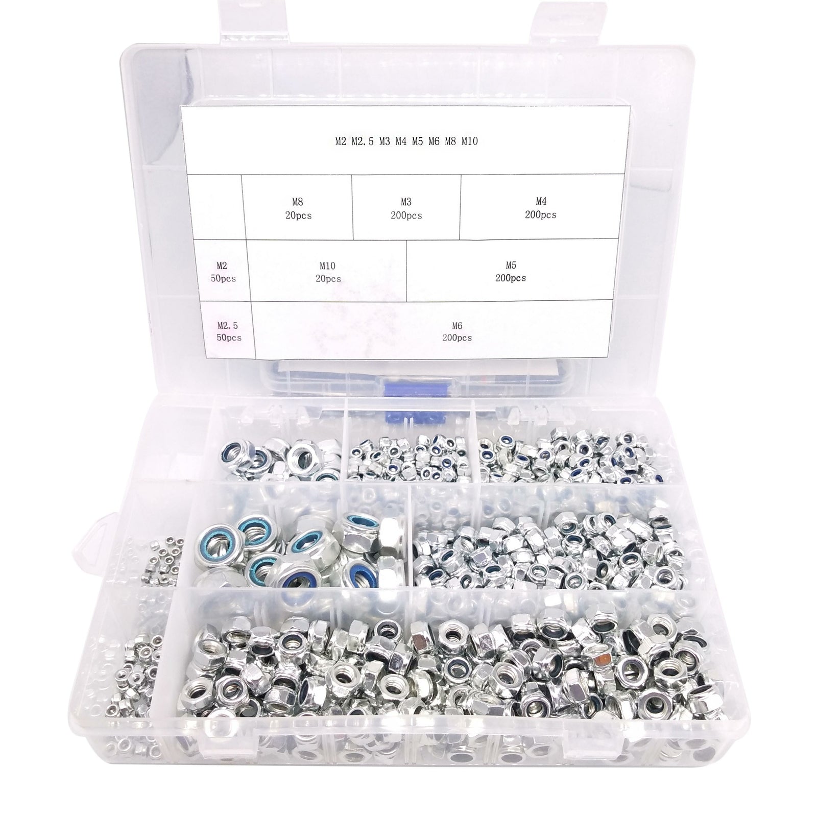 940x Self-Locking Nylon Insert Hex Nuts Zinc plated Carbon Steel Assortment Kit