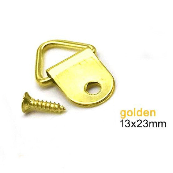100x Triangle D-ring Picture Oil Painting Frame Wall Hook Hanger Screw 13x23mm