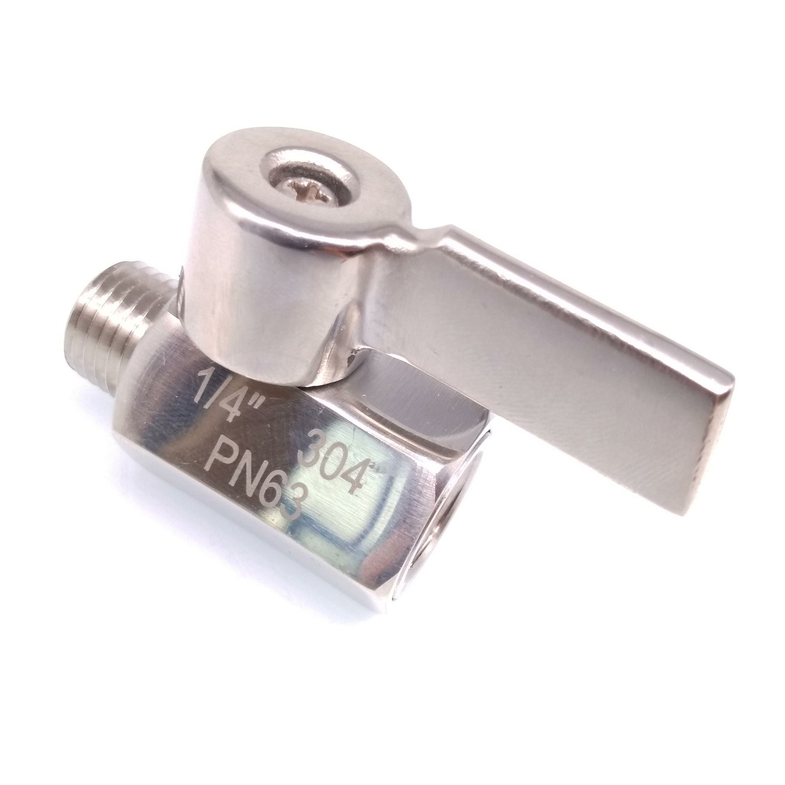 304 Stainless Steel Mini Ball Valve With Handle Female x Male NPT Thread 1/4''