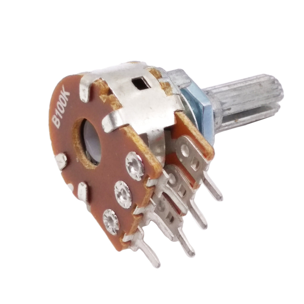 US Stock 10pcs 100K ohm B100K Dual Stereo Potentiometer Pots Shaft S 20mm 6Pin