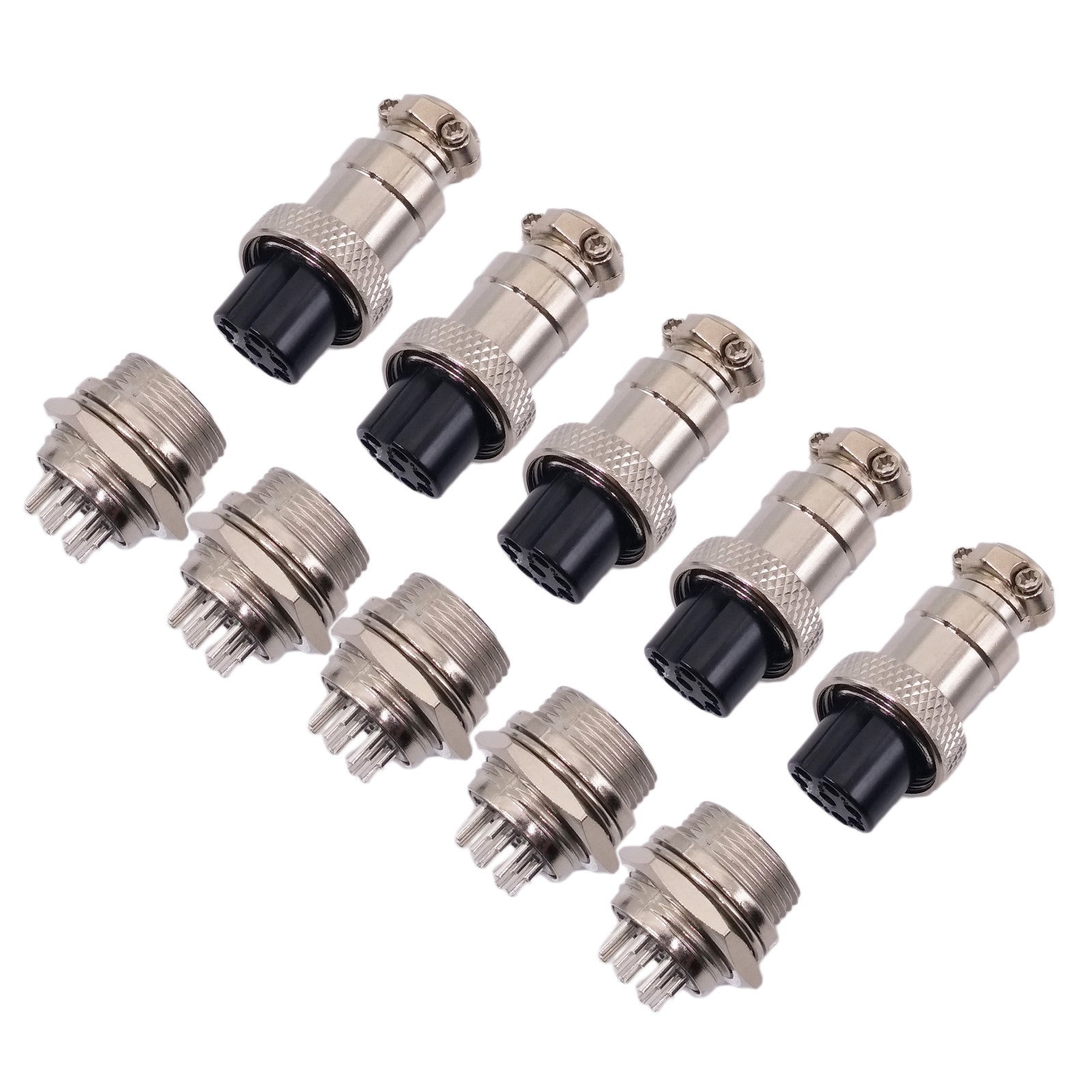 US Stock 5 Pair Aviation Plug 8 Pin Male Female Panel Wire Connector 16mm GX16-8