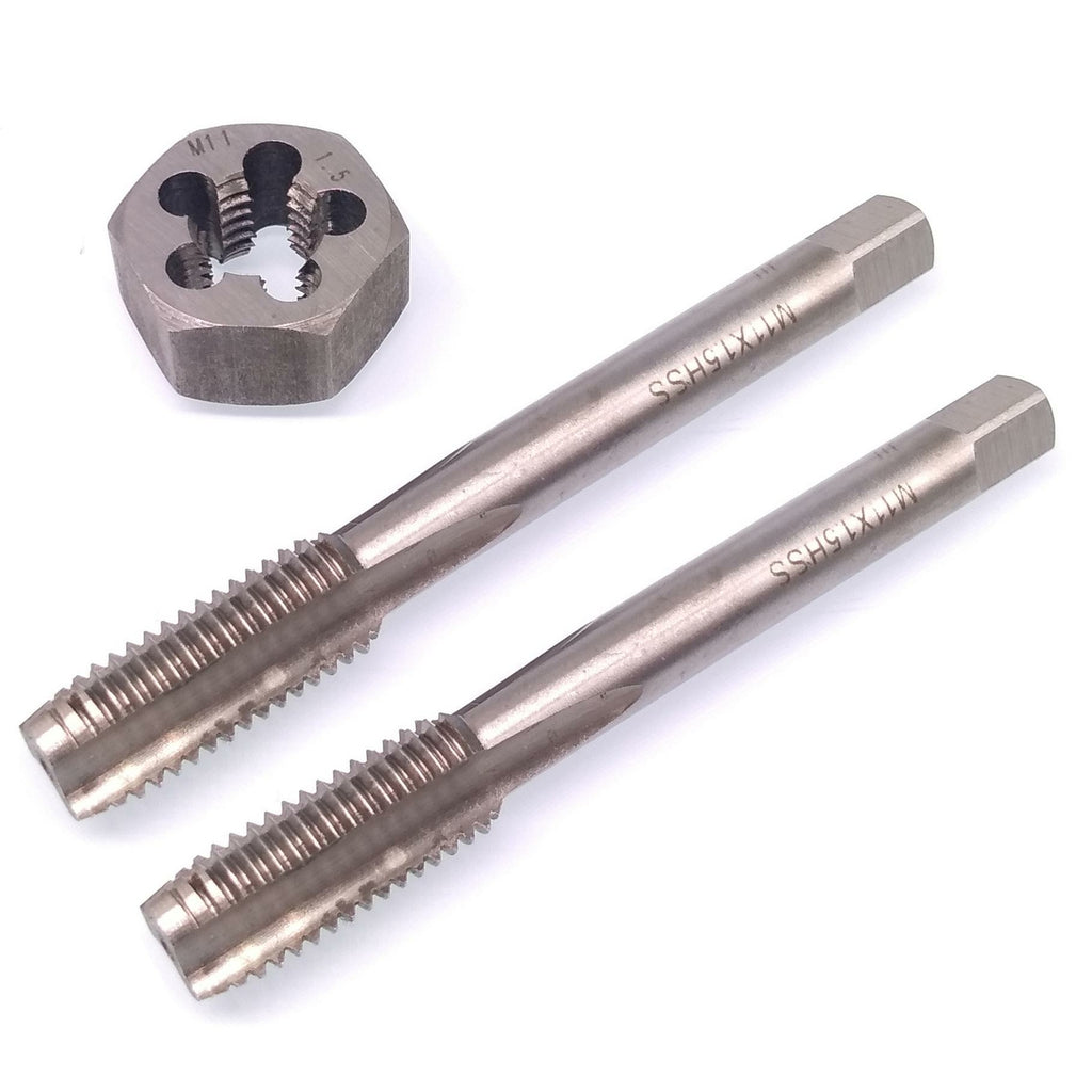 HSS M11 x 1.5mm Taper & Plug Tap & 11x1.5mm Hexagon Die Metric Thread Right Hand