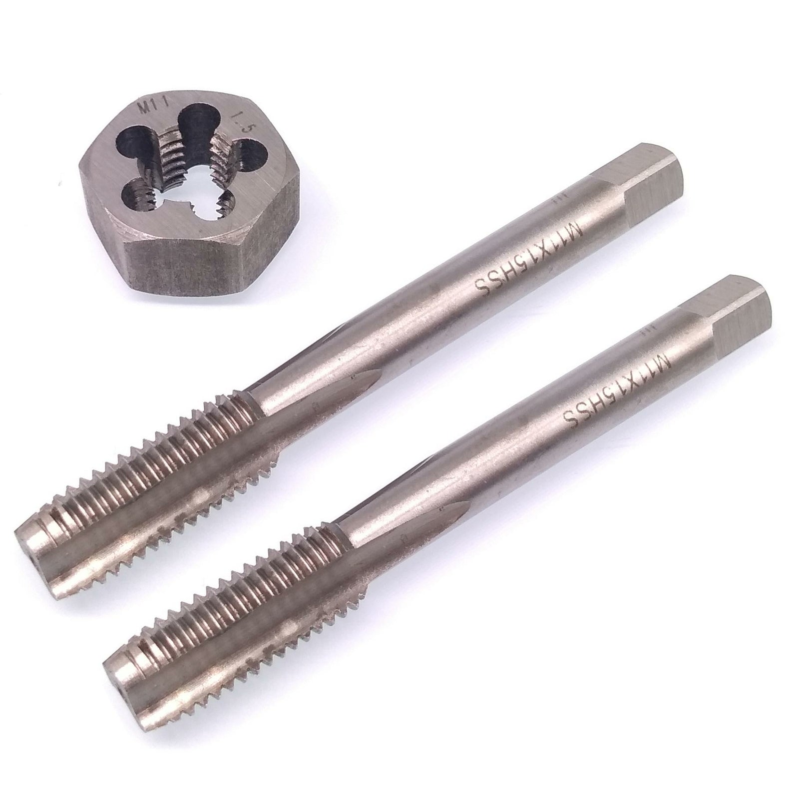 HSS M11 x 1.5mm Taper & Plug Tap & 11x1.5mm Hexagon Die Metric Thread Right Hand