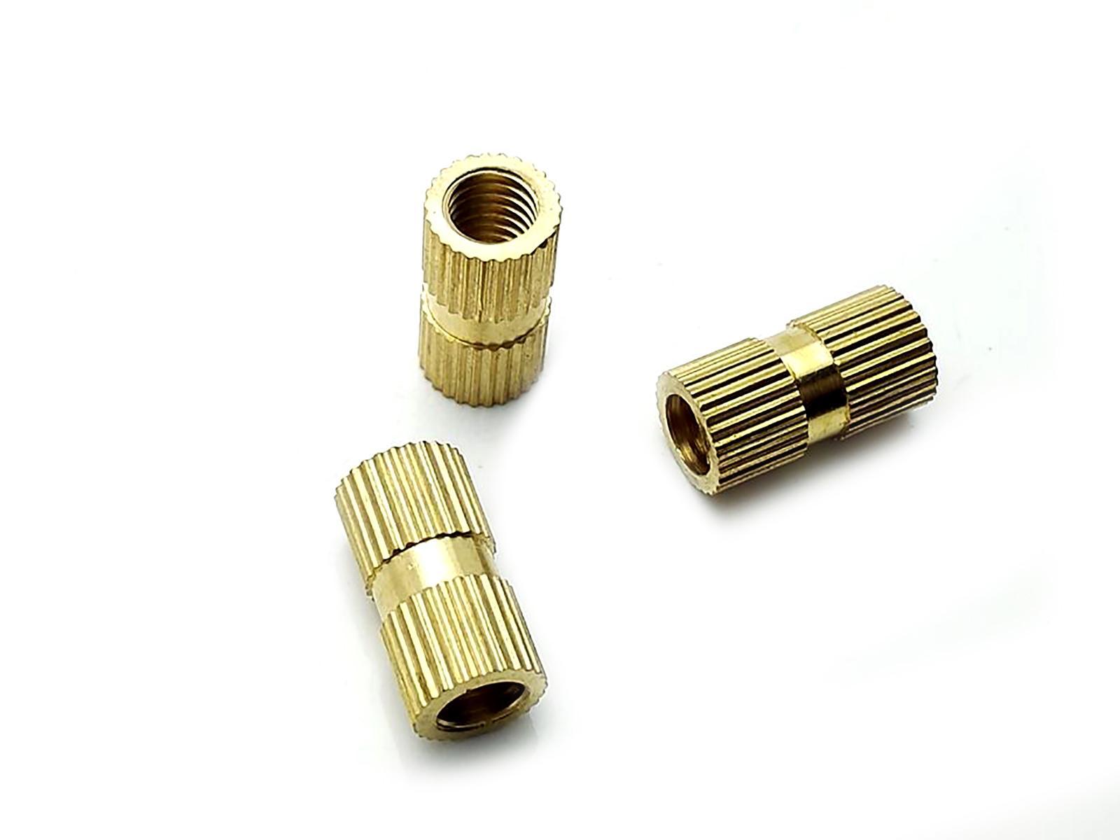 US Stock 20 M6 L16mm OD8.3mm Brass Cylinder Knurled Threaded Insert Embedded Nut