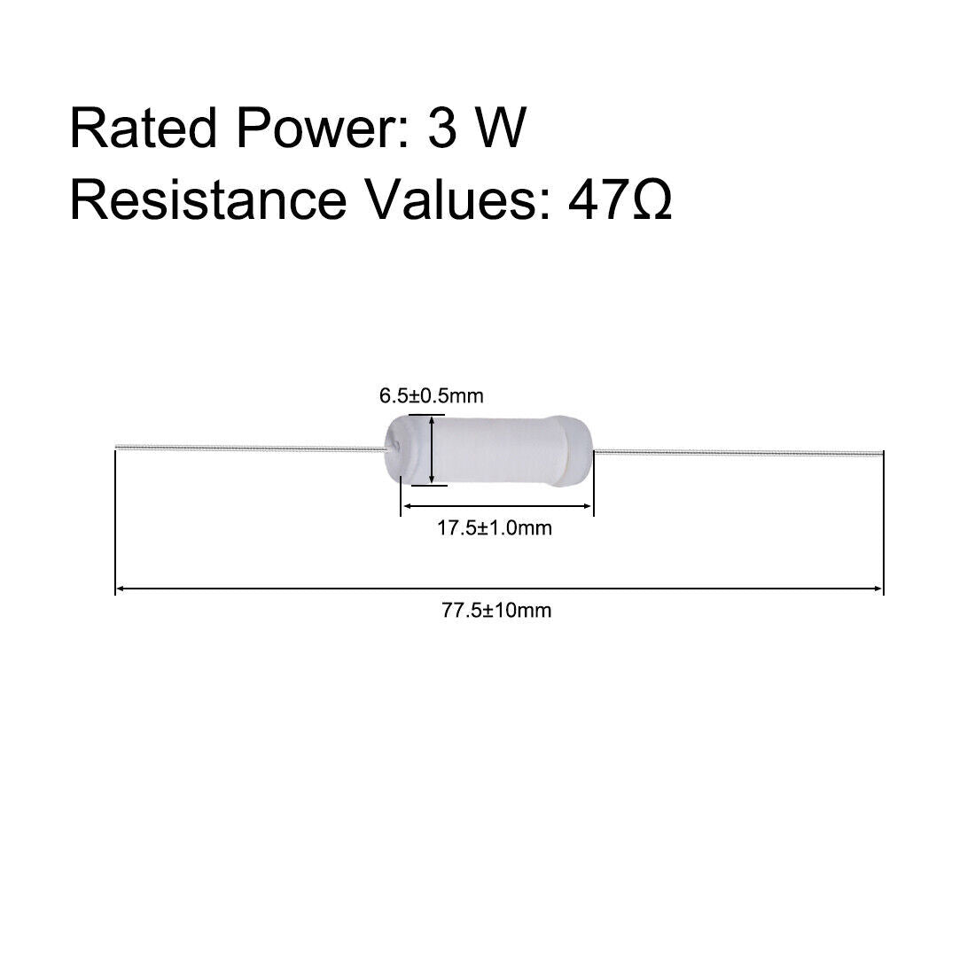 20pcs 3W 3 Watt Metal Oxide Layer Resistor Axial Conductor 47 Ohm ±5% Tolerance