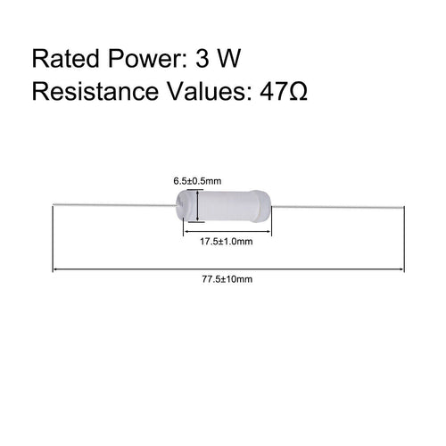 20pcs 3W 3 Watt Metal Oxide Layer Resistor Axial Conductor 47 Ohm ±5% Tolerance