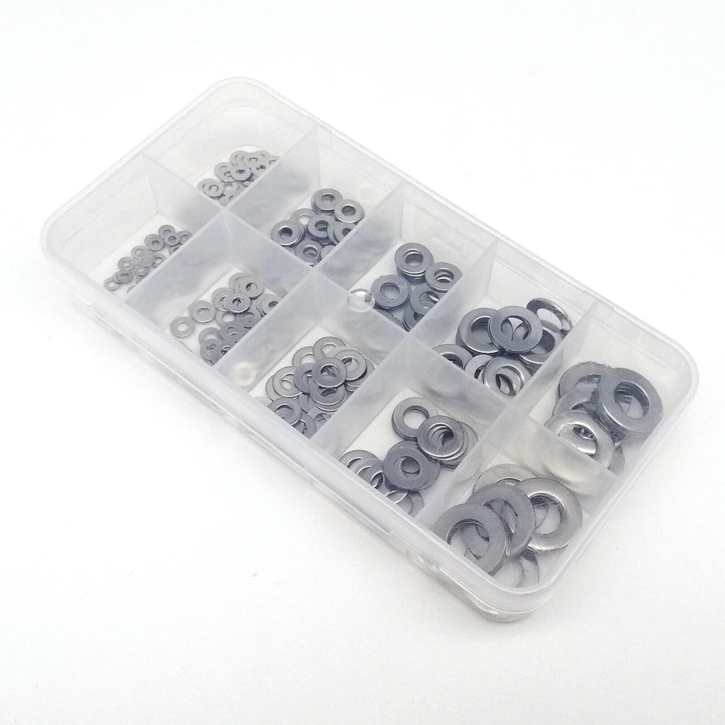 320pcs M1.6-M8 DIN912 GB97 304 Flat Washer Assortment Plain Gasket Ring Pad Set