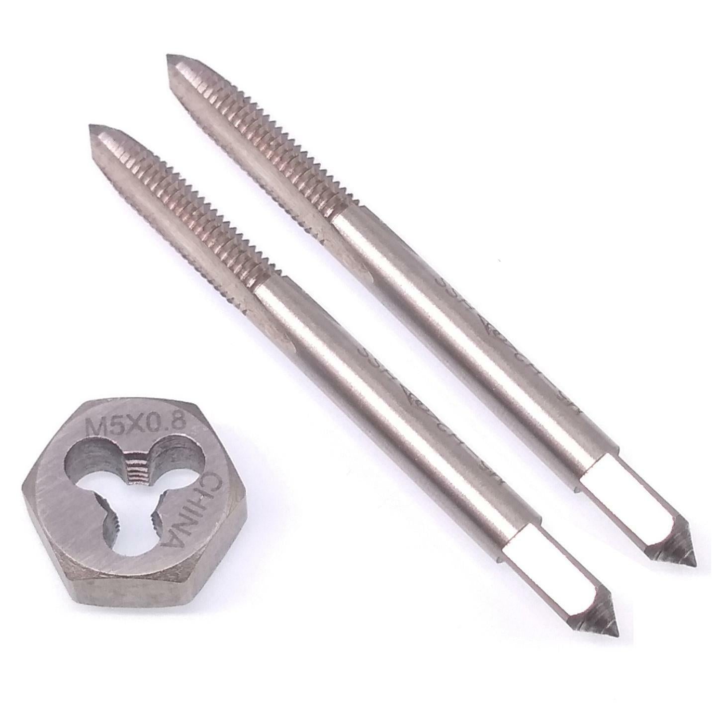 HSS M5 x 0.8mm Taper & Plug Tap & M5x0.8mm Hexagon Die Metric Thread Right Hand