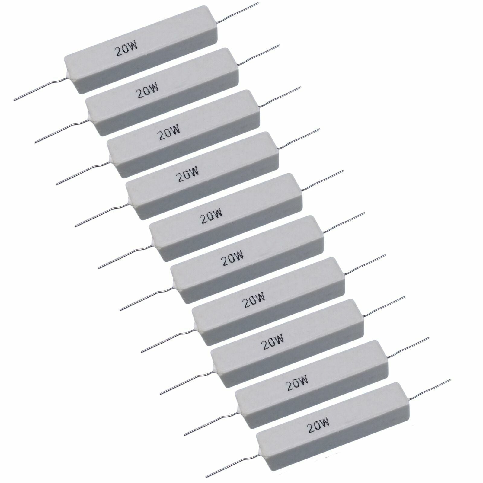 20pcs 20 watt Axial Ceramic Cement Power Resistor 20W 1K OHM