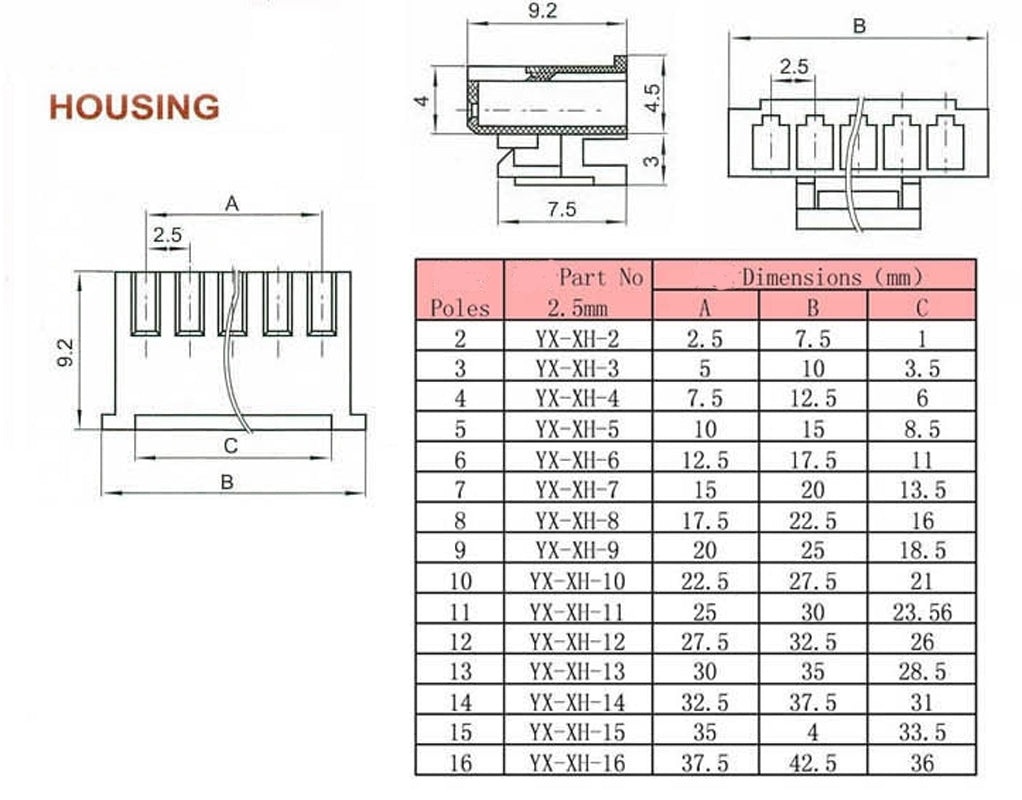 AU Stock50Set XH2.54-2P Connector Kit 2.54mm Pin Header & 2P Housing & Terminal