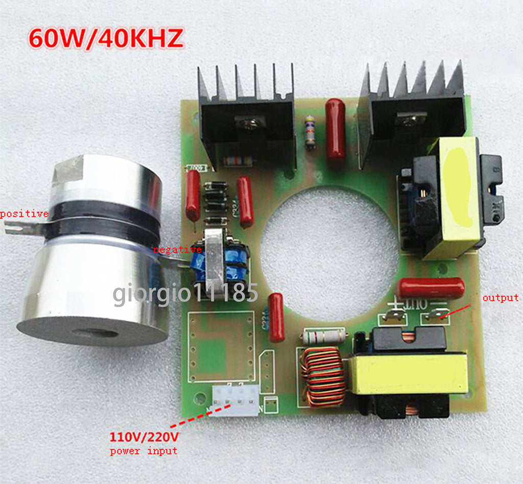 US Stock 110VAC 60W 40KHz Ultrasonic Cleaning Transducer Cleaner & Driver Board
