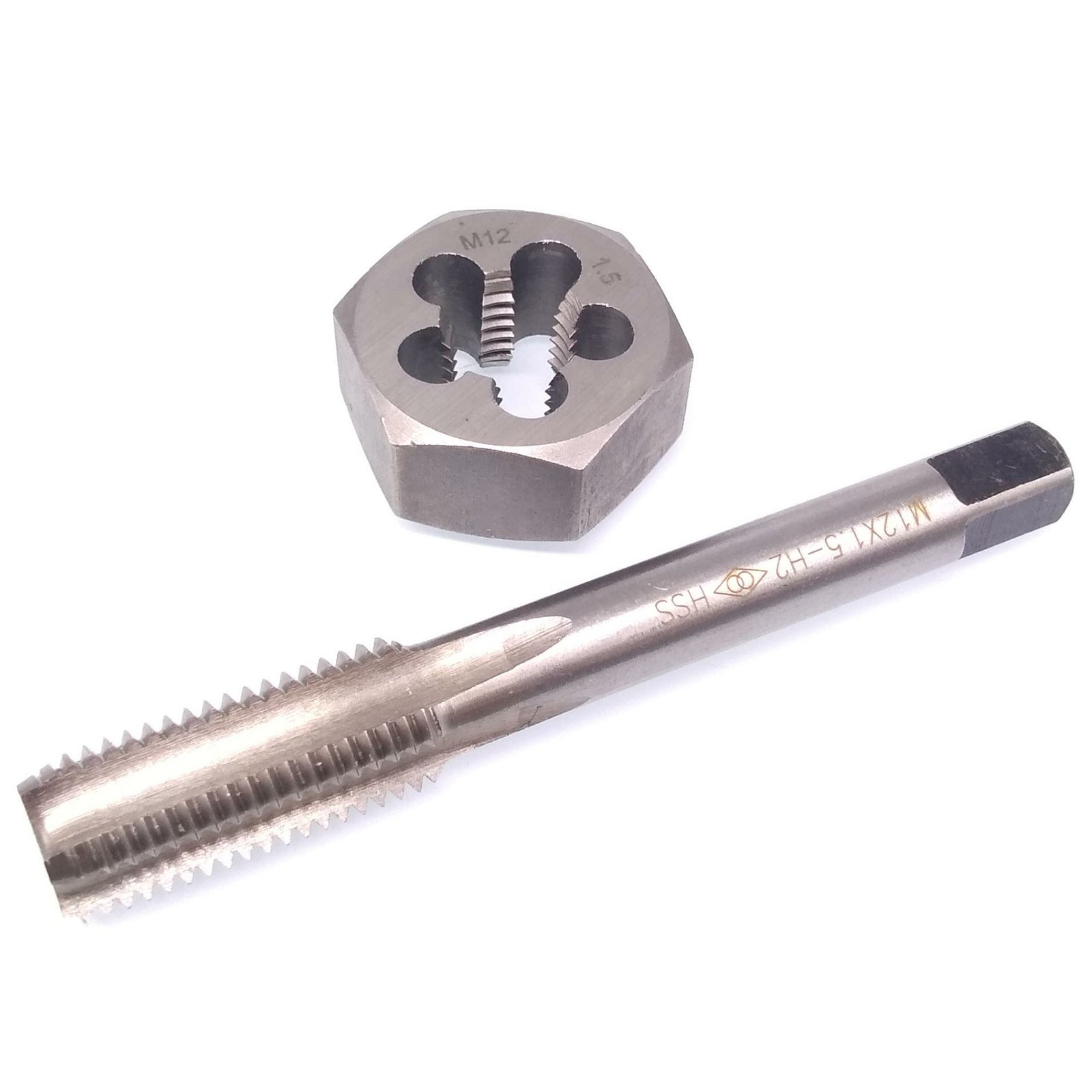 US Stock HSS M12 x 1.5mm Tap & 12x1.5mm Hexagon Die Metric Thread Right Hand Set